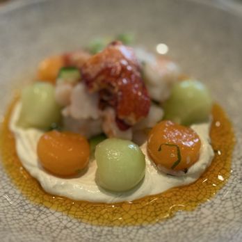 The Goldfinch - Shrimp, lobster & melon salad, delicious! - New American Near Me - Irvine, California
