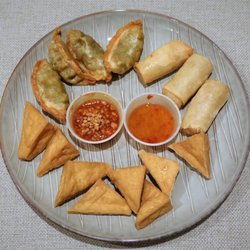 River Thai - Vegetable dumplings, vegetable spring rolls, crispy tofu - very good