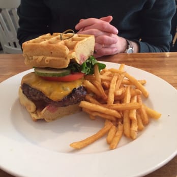Iron Rooster - Waffle burger w/cheddar cheese - Cocktail Bars Near Me - Annapolis, Maryland
