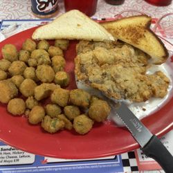 Boomarang Diner - Chicken fried steak meal paid $.99 extra for okra. Didn't get my fries.