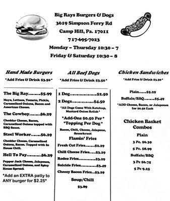 Menu photo 7 Big Ray's Burgers & Dogs Camp Hill, PA