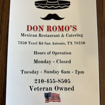Don Romo’s - a sign for a mexican restaurant - Mexican Near Me - San Antonio, Texas Don Romo’s - a sign for a mexican restaurant - Mexican Near Me - San Antonio, Texas