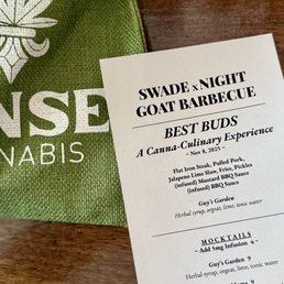 Menu and goodie bag