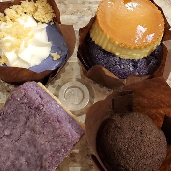 Cafe 86 - Ube Leche flan cupcake, ube butter bar, ube cheesecake, and ube truffle (my fav)! - Desserts Near Me - Artesia, California Cafe 86 - Ube Leche flan cupcake, ube butter bar, ube cheesecake, and ube truffle (my fav)! - Desserts Near Me - Artesia, California