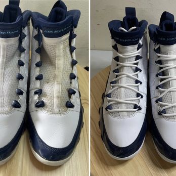 Besoleful - Stain removal on the midnight navy 9s - Shoe Repair Near Me