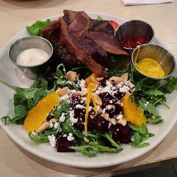 TAVERNA - Citrus Marinated Beet Salad Burger (no bun) - Italian Near Me - Jacksonville, Florida TAVERNA - Citrus Marinated Beet Salad Burger (no bun) - Italian Near Me - Jacksonville, Florida