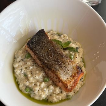 Pazzo - Salmon with pea and mint risotto - Bars Near Me - Creswell, Oregon Pazzo - Salmon with pea and mint risotto - Bars Near Me - Creswell, Oregon