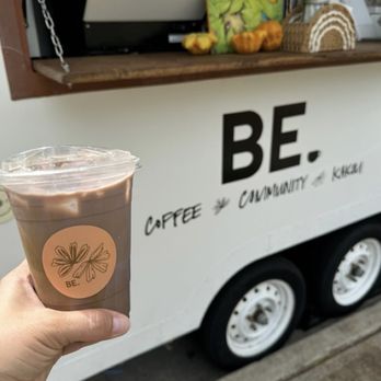 BE - Latte with ube oat milk and honey - Coffee & Tea Near Me