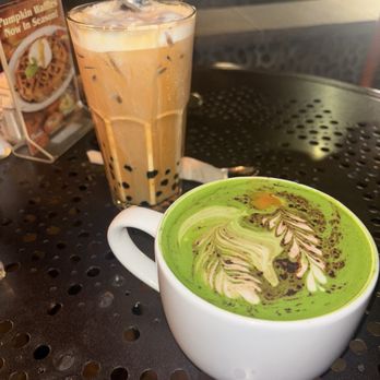 Urth Caffe - Red Thai Red Tea Boba Iced and sunrise matcha - Coffee & Tea Near Me - Laguna Beach, California Urth Caffe - Red Thai Red Tea Boba Iced and sunrise matcha - Coffee & Tea Near Me - Laguna Beach, California