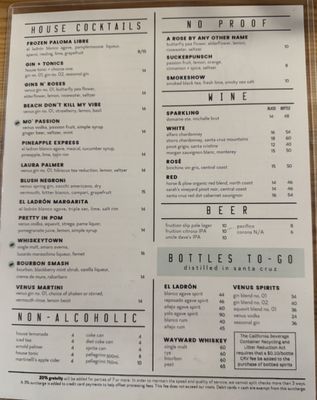 Menu photo 7 Venus Spirits Cocktails & Kitchen - Beachside Aptos, CA Menu photo 7 Venus Spirits Cocktails & Kitchen - Beachside Aptos, CA