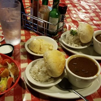 Prejean's - Side salad, potato salad, Chicken and sausage gumbo, seafood gumbo - Cajun/Creole Near Me - Lafayette, Louisiana Prejean's - Side salad, potato salad, Chicken and sausage gumbo, seafood gumbo - Cajun/Creole Near Me - Lafayette, Louisiana