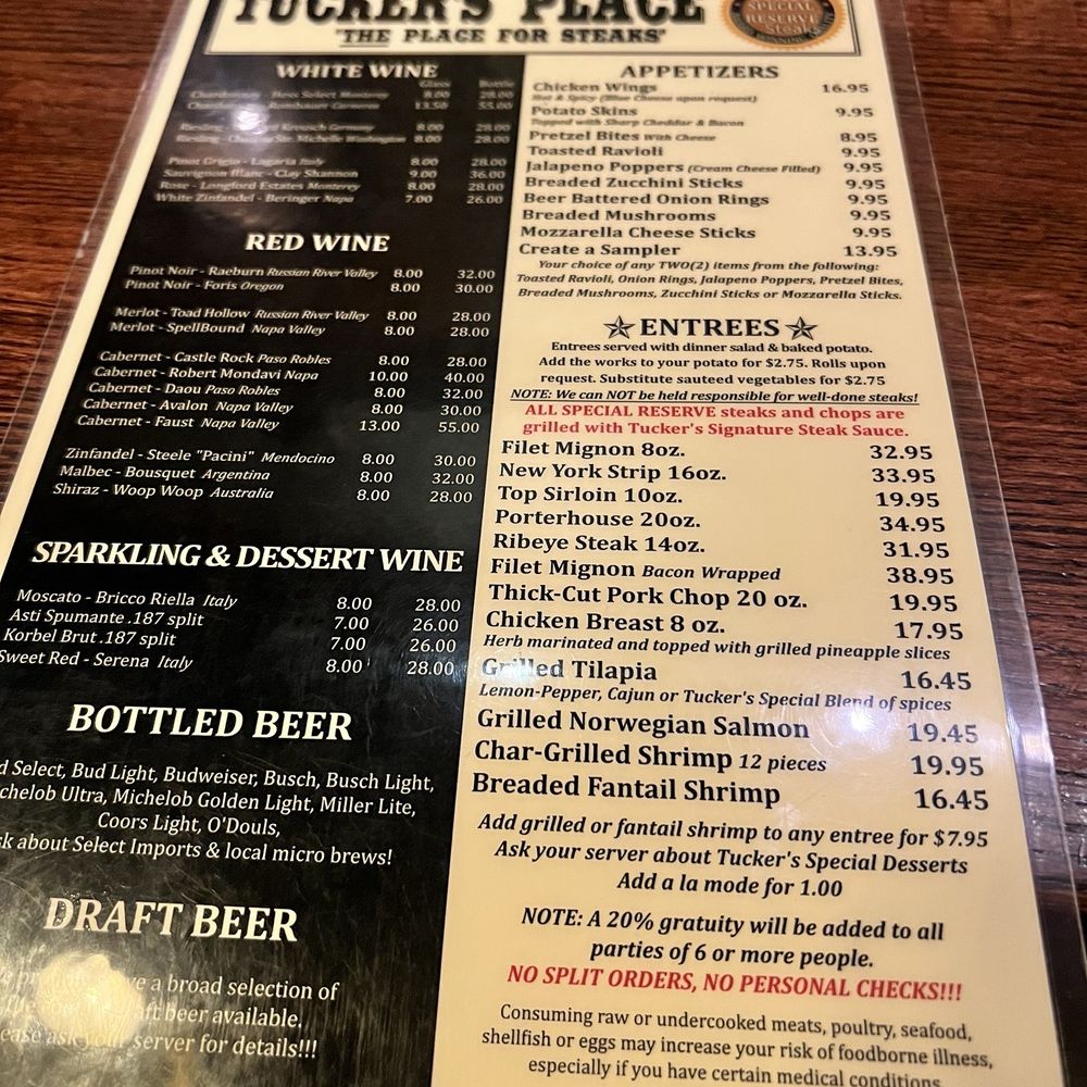 Tucker's Place South - Menu - Steakhouses Near Me - Saint Louis, Missouri Tucker's Place South - Menu - Steakhouses Near Me - Saint Louis, Missouri