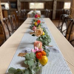 8 ft tables . My party had about 40 people.