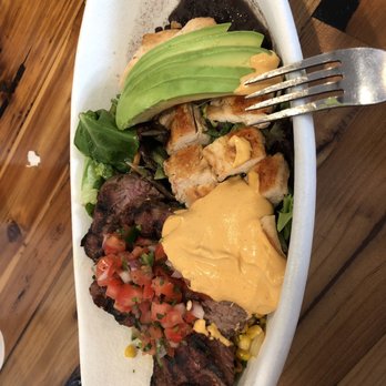Chinollo - Baja bowl, added steak, with raw greens instead of rice - New American Near Me - Carson, California