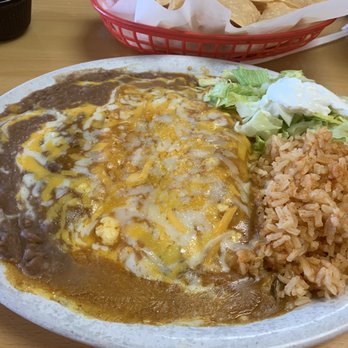 FG Restaurant - Cheese and pork enchilada dinner. - New American Near Me - Fontana, California FG Restaurant - Cheese and pork enchilada dinner. - New American Near Me - Fontana, California