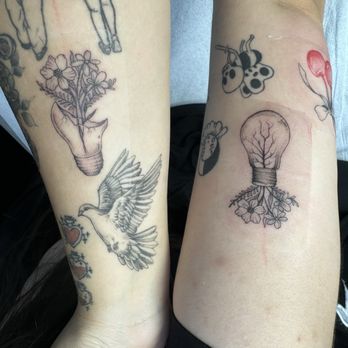 QuanVanTattoo - Fresh Done Matching Flower Bouquet Light Bulb (Oct 2023) - Tattoo Near Me - San Jose, California QuanVanTattoo - Fresh Done Matching Flower Bouquet Light Bulb (Oct 2023) - Tattoo Near Me - San Jose, California