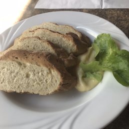 Homemade potato bread with garlic dip