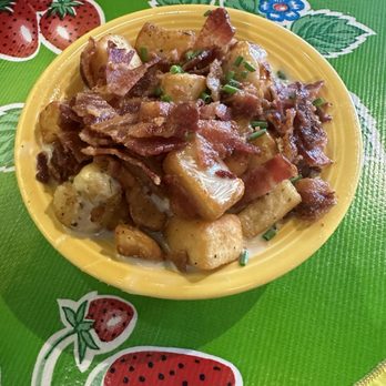 The Flying Biscuit Cafe - Moon dusted potato with pork bacon (turkey bacon available) - Southern Near Me - Richmond, Texas The Flying Biscuit Cafe - Moon dusted potato with pork bacon (turkey bacon available) - Southern Near Me - Richmond, Texas