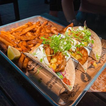 Dogfish Head Brewings & Eats - Blackened Shrimp Tacos - American Near Me - Rehoboth Beach, Delaware Dogfish Head Brewings & Eats - Blackened Shrimp Tacos - American Near Me - Rehoboth Beach, Delaware