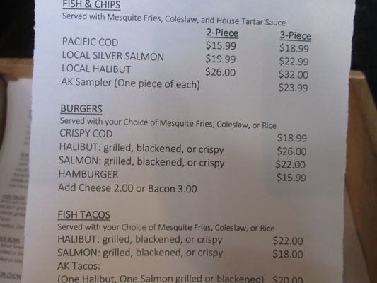 Menu photo 3 Alaska Fish House Ketchikan, AK