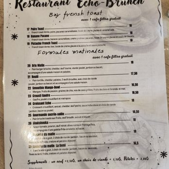 Echo Brunch - Le menu - Breakfast & Brunch Near Me - Montreal, Quebec Echo Brunch - Le menu - Breakfast & Brunch Near Me - Montreal, Quebec