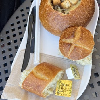 Palladio - Bistro French Onion Soup Bread Bowl from Panera Bread~ Hubby loved our late lunch! - Shopping Centers Near Me - Folsom, California