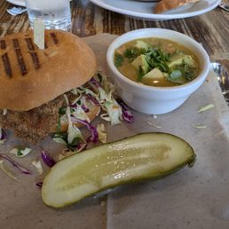 Crispy Oven Fried Chicken Sandwich with Chicken Lime Tortilla soup Crispy Oven Fried Chicken Sandwich with Chicken Lime Tortilla soup