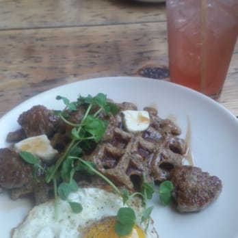 Commune - Cornmeal waffles and strawberry soda - Cafes Near Me - Virginia Beach, Virginia