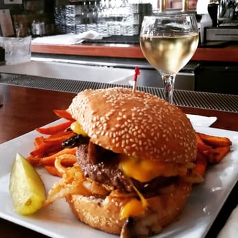 Sutter Pub & Restaurant - The Sutter Pub Burger. Chedder. Grilled onions. Grilled mushrooms. Bacon. With sweet potatoe fries of course! - Breakfast & Brunch Near Me - San Francisco, California Sutter Pub & Restaurant - The Sutter Pub Burger. Chedder. Grilled onions. Grilled mushrooms. Bacon. With sweet potatoe fries of course! - Breakfast & Brunch Near Me - San Francisco, California