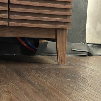 Emrose Luxury Cabins - Under bathroom sink and more rubber baseboard coming apart - Vacation Rentals Near Me - Brandon, Vermont Emrose Luxury Cabins - Under bathroom sink and more rubber baseboard coming apart - Vacation Rentals Near Me - Brandon, Vermont
