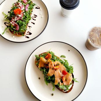 Reborn Coffee - avocado toast and vanilla latte, d'lox toast and iced coconut mocha - Coffee & Tea Near Me - Diamond Bar, California