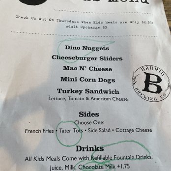 Barrio Brewing - Kids menu - American Near Me - Mesa, Arizona