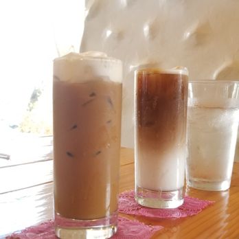 Cream Pot - Iced coffe & cream closest, and latte in middle. - Breakfast & Brunch Near Me - Honolulu, Hawaii Cream Pot - Iced coffe & cream closest, and latte in middle. - Breakfast & Brunch Near Me - Honolulu, Hawaii