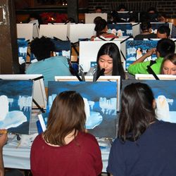 Paint, Drink and Be Merry - Graduate Students at SU taking a break from finals!