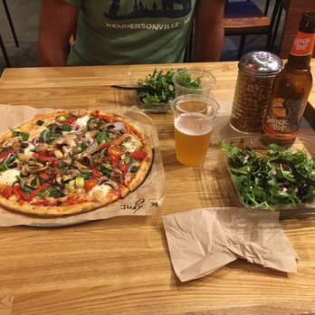 Blaze Pizza - Pizza with choice of veggies and cheese. Fruit side salad. The side salad had more arugula than fruit. Tasty though! - Pizza Near Me - Orlando, Florida Blaze Pizza - Pizza with choice of veggies and cheese. Fruit side salad. The side salad had more arugula than fruit. Tasty though! - Pizza Near Me - Orlando, Florida