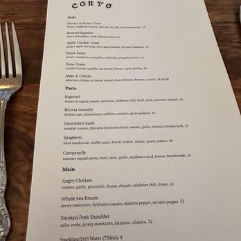 Corto - Menu - Italian Near Me - Jersey City, New Jersey