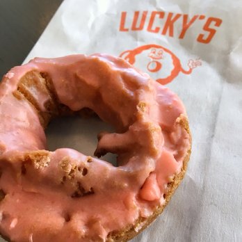 Lucky's Doughnuts - Strawberry old fashioned ... craggy and crunchy in the best way for a donut. Not in an old hippie way. - Donuts Near Me - Vancouver, British Columbia Lucky's Doughnuts - Strawberry old fashioned ... craggy and crunchy in the best way for a donut. Not in an old hippie way. - Donuts Near Me - Vancouver, British Columbia