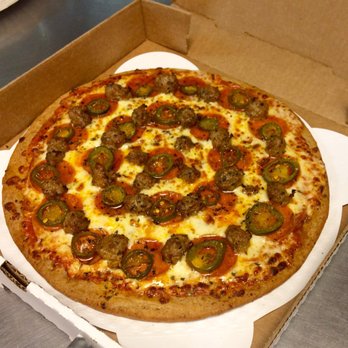 Pink's Pizza - Gluten Free pizza with pepperoni, jalapeño and Italian Sausage - Pizza Near Me - Houston, Texas Pink's Pizza - Gluten Free pizza with pepperoni, jalapeño and Italian Sausage - Pizza Near Me - Houston, Texas