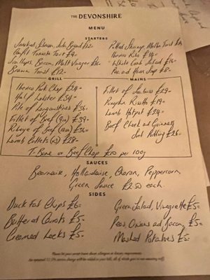 Menu photo 1 The Devonshire London, XGL Menu photo 1 The Devonshire London, XGL