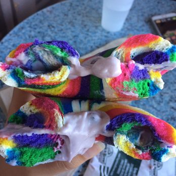 Bagels & Brew - Rainbow Bagel with Blueberry Cream Cheese - Bagels Near Me - Lake Forest, California Bagels & Brew - Rainbow Bagel with Blueberry Cream Cheese - Bagels Near Me - Lake Forest, California