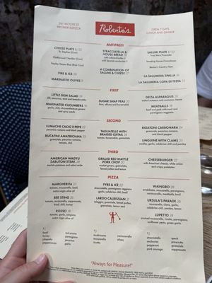 Menu photo 1 Roberta's Brooklyn, NY Menu photo 1 Roberta's Brooklyn, NY