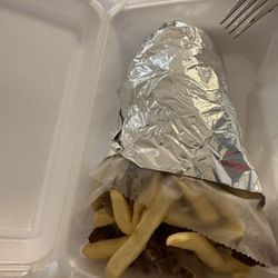 The Greeks Taverna - Gyro Sandwich- Fries packed inside