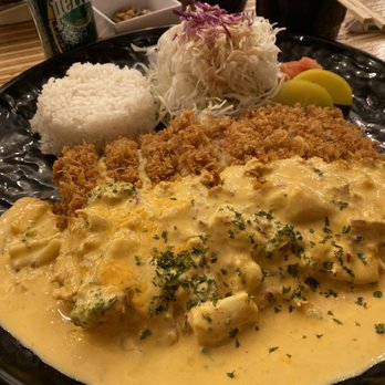 Katsuya - Red carbonara katsu with sweet potato and cheese filling. - Japanese Near Me - Toronto, Ontario