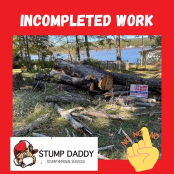 Stump Daddy - Incomplete work, hired on August 22nd, paid on August 23rd as of October 20th the job is yet to be completed. - Tree Services Near Me Stump Daddy - Incomplete work, hired on August 22nd, paid on August 23rd as of October 20th the job is yet to be completed. - Tree Services Near Me