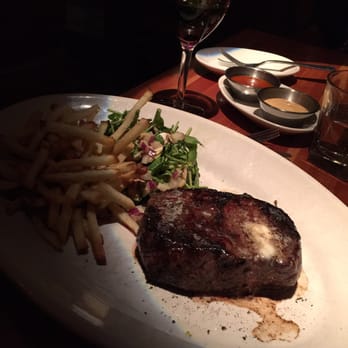 Houston's Restaurant - New York Strip with Fries and a delicious Arugala Salad - American Near Me - Hackensack, New Jersey Houston's Restaurant - New York Strip with Fries and a delicious Arugala Salad - American Near Me - Hackensack, New Jersey