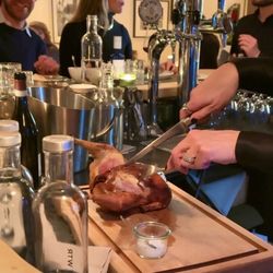 Dal Mulin - Chicken being cut tableside then thrown back in for second cook.