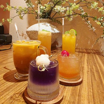 Sawaan Thai - Pretty drinks, I only liked the purple one in the front - Thai Near Me - New York, New York Sawaan Thai - Pretty drinks, I only liked the purple one in the front - Thai Near Me - New York, New York