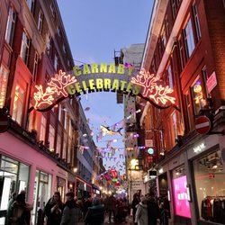 Carnaby Street - 2022 holiday decorations at south entrance.