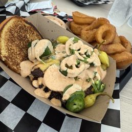 8.31.25. Onion rings & double with jalapeños (extra $1.50) 8.31.25. Onion rings & double with jalapeños (extra $1.50)