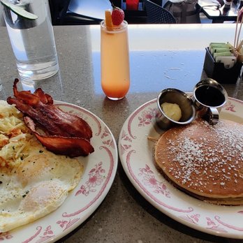 Eggstasy - 2 egg breakfast with additional buttermilk pancakes with strawberry/orange mimosa - Breakfast & Brunch Near Me - Phoenix, Arizona